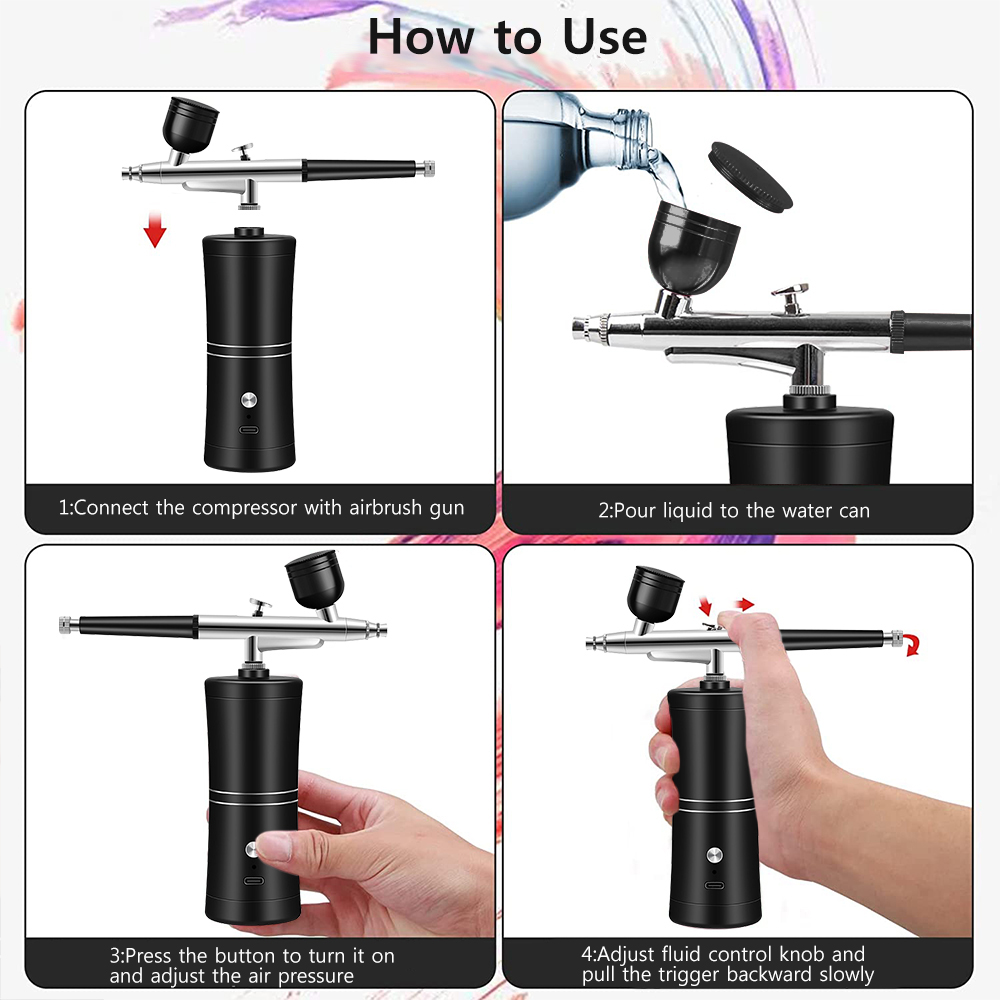 네일 아트 및 케이크 장식용으로 사용할 수 있는 내장형 - Airbrush Kit With Mini Compressor 리뷰 및 가격